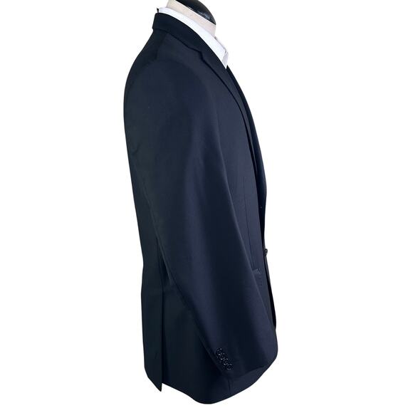 Pronto Uomo Men 44L Blazer Sport Coat Black Italy Super 120s Lanifico Rodina - Picture 5 of 11